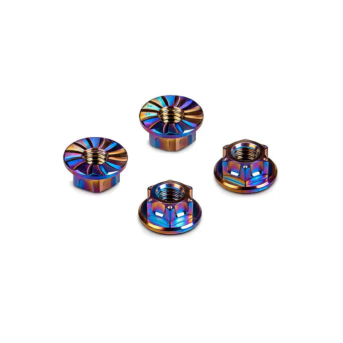 296542-c Hudy titanium nut M4 w serrated flange - rainbow color (4)